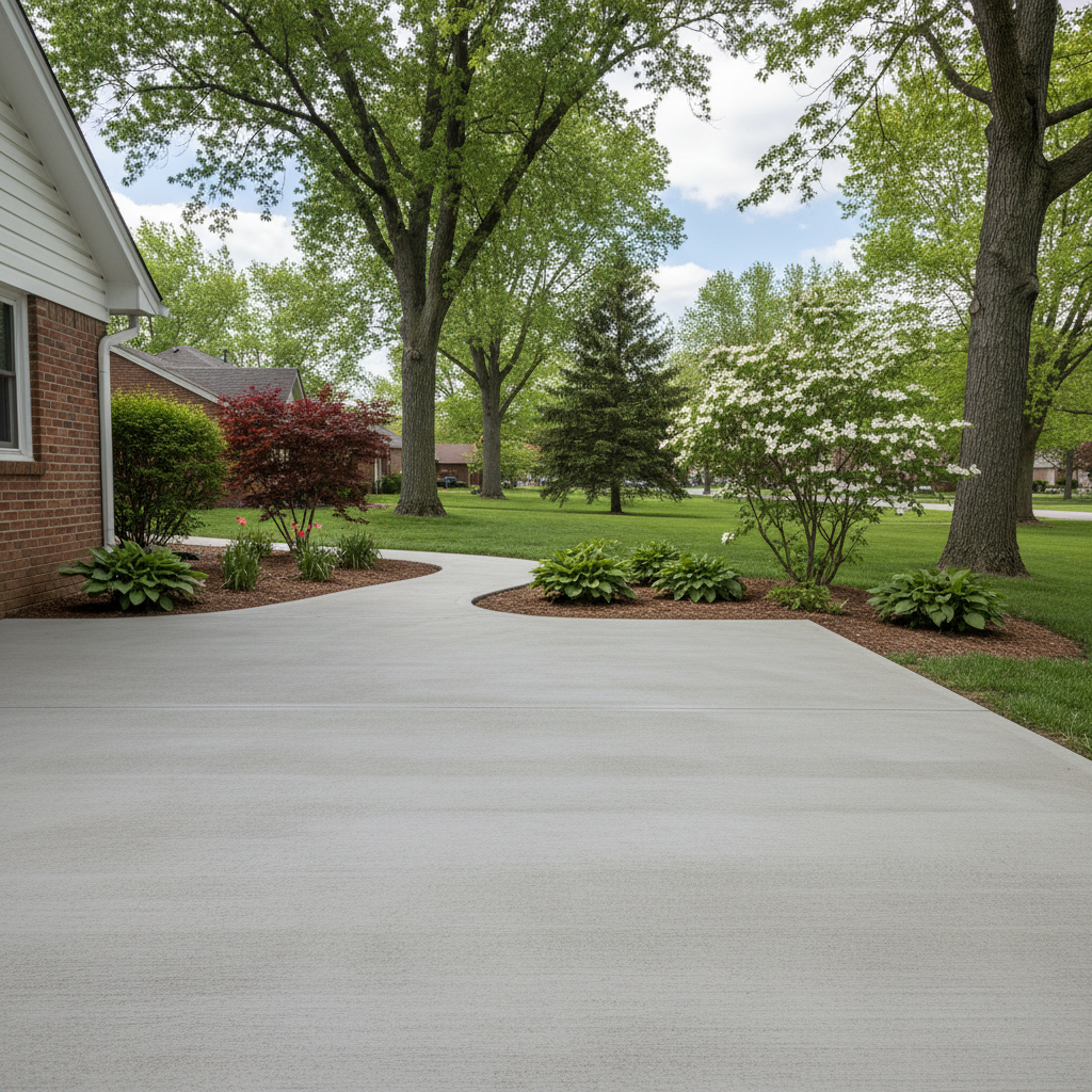 Completed concrete installation work at a residential property in Kansas City, MO