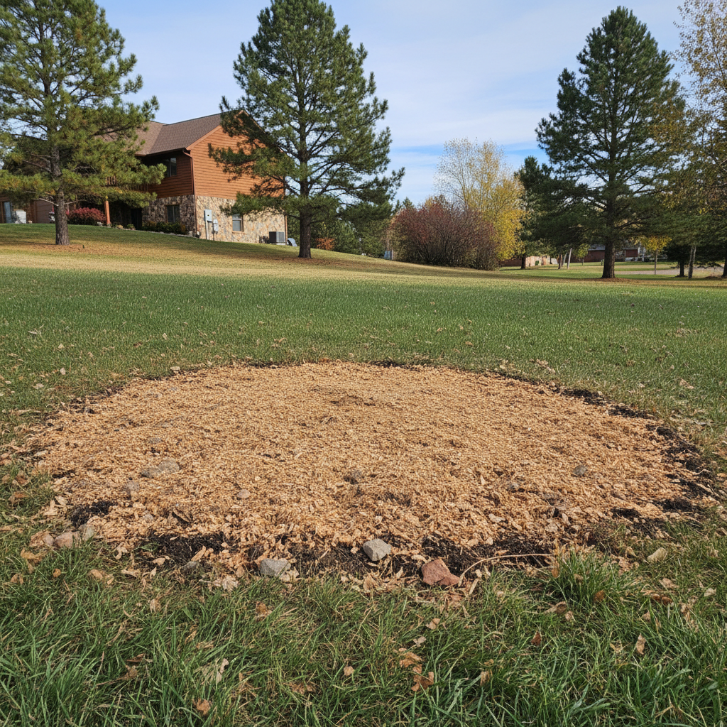Completed stump grinding & removal work at a residential property in Hot Springs, SD