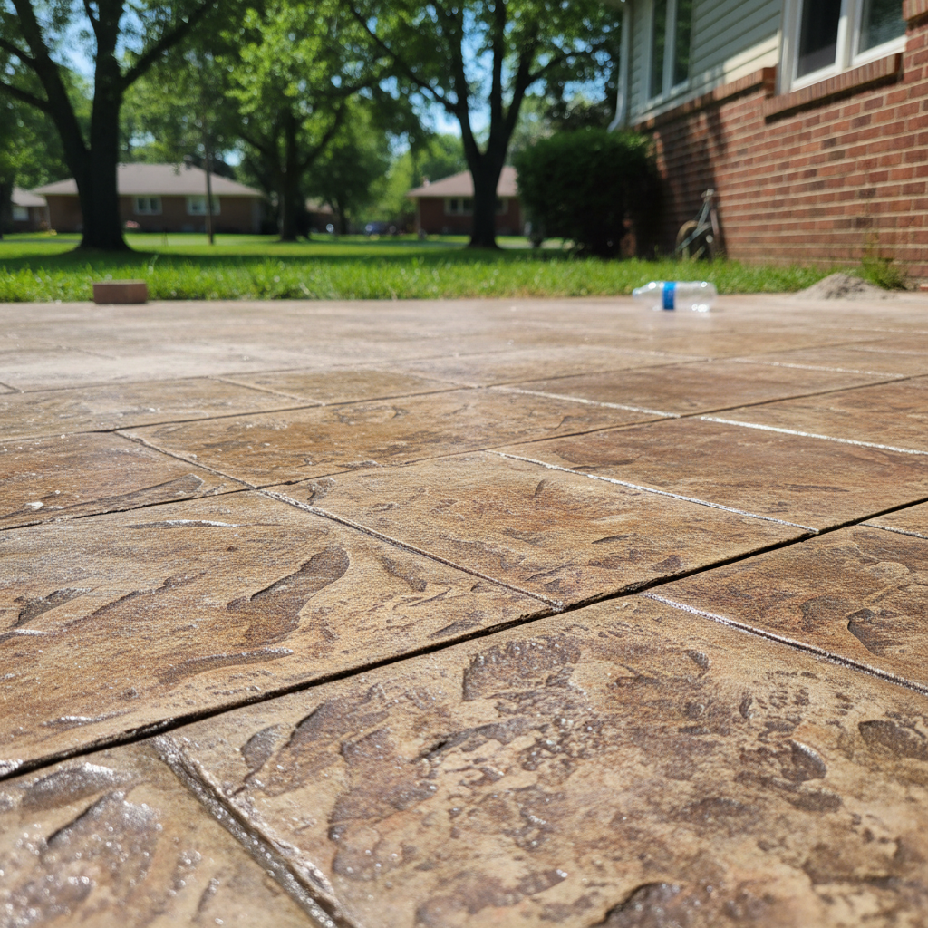 Completed stamped concrete work at a residential property in Kansas City, MO