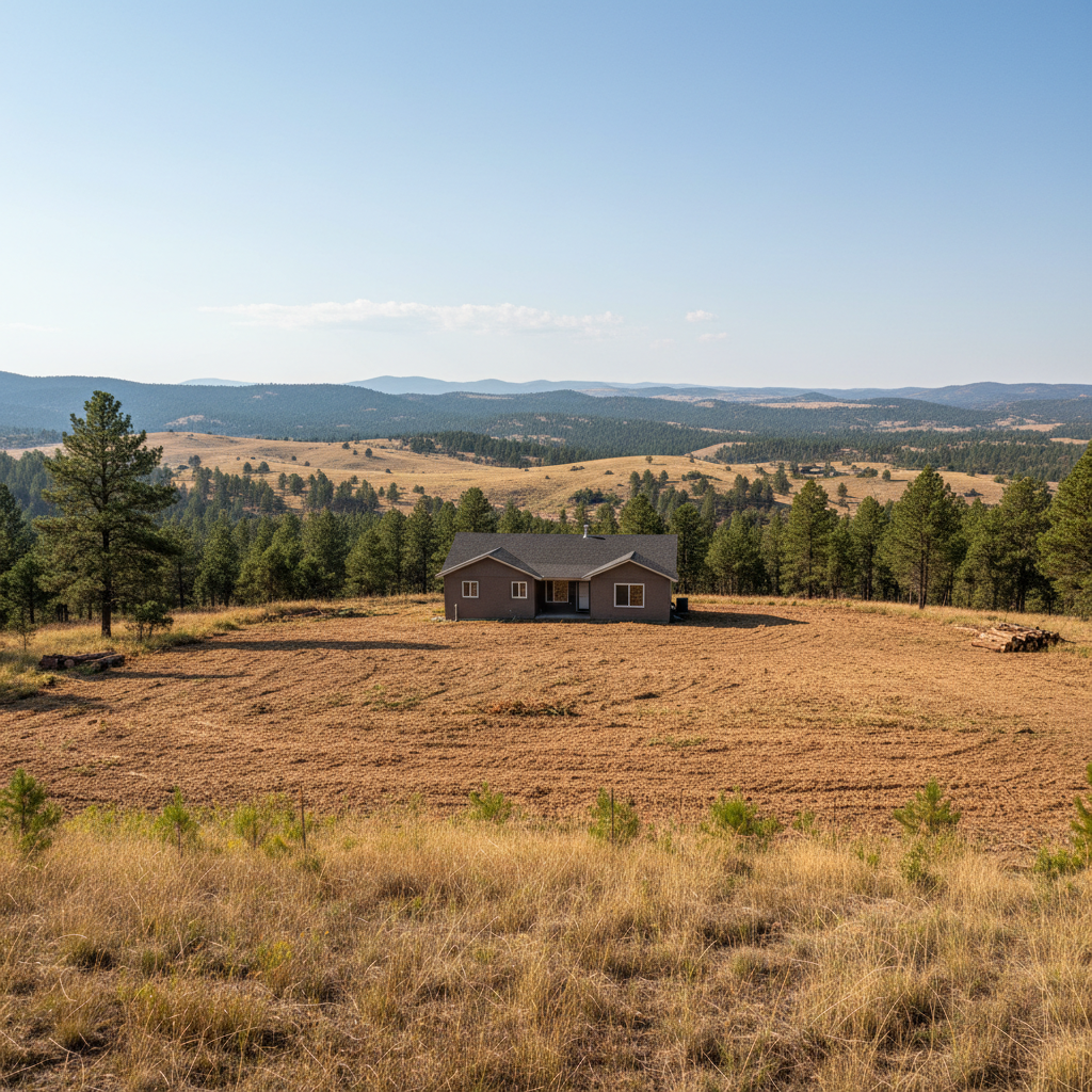 Completed lot clearing work at a residential property in Hot Springs, SD