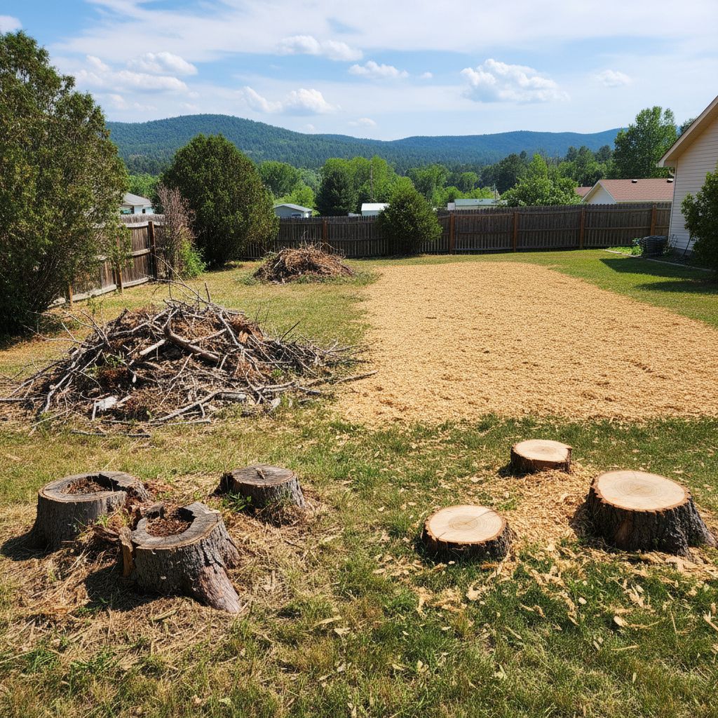 Completed tree removal work at a residential property in Hot Springs, SD