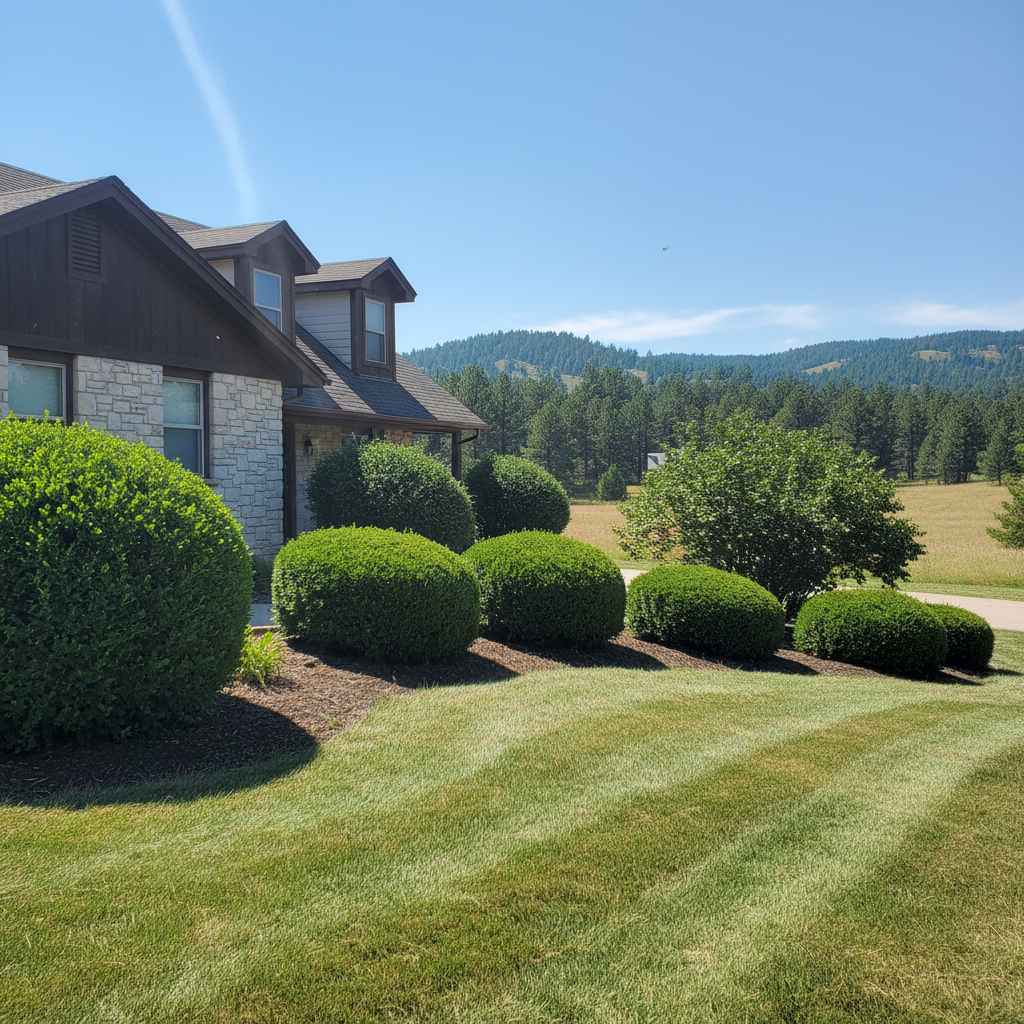 Completed shrub & bush trimming work at a residential property in Hot Springs, SD