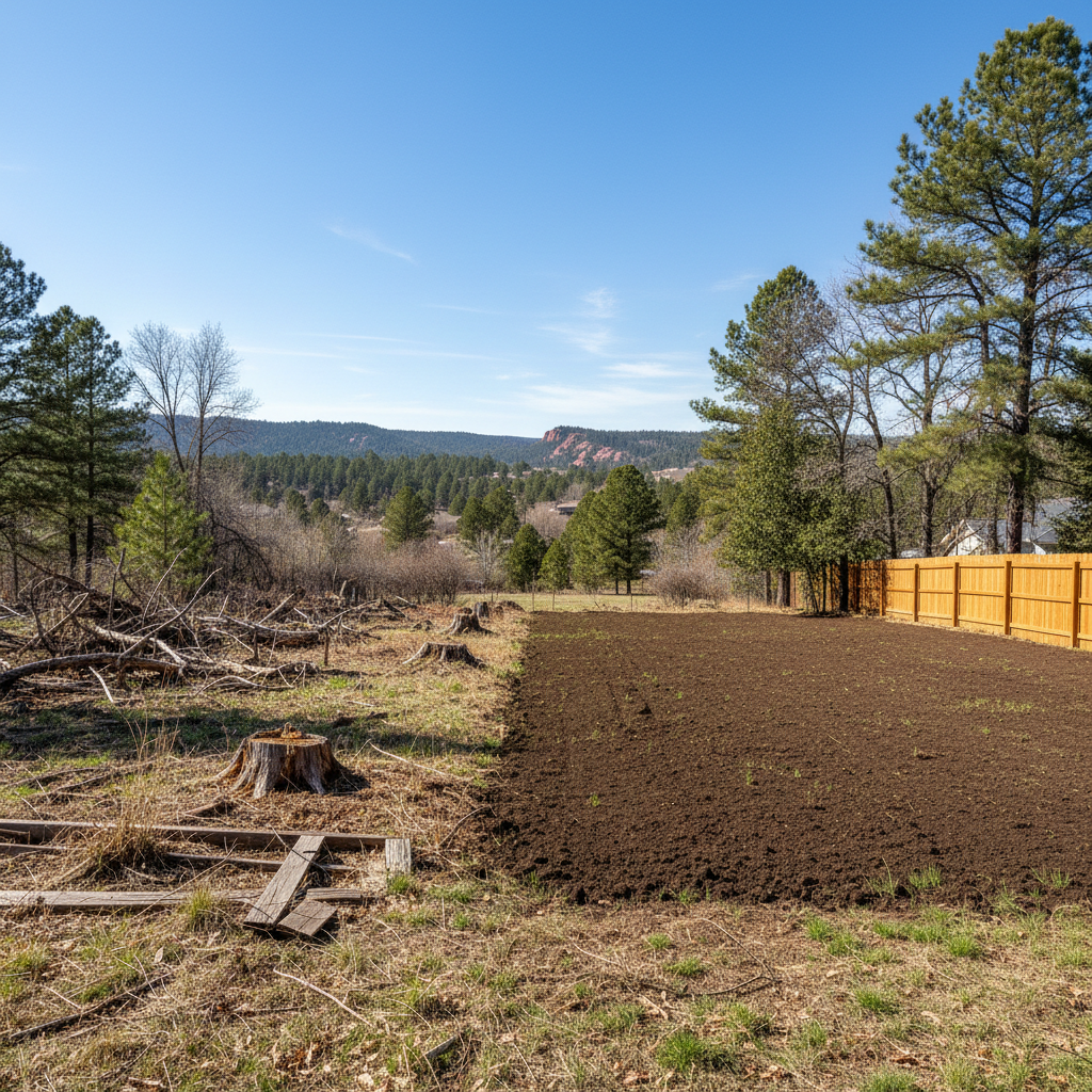 Completed land clearing work at a residential property in Hot Springs, SD