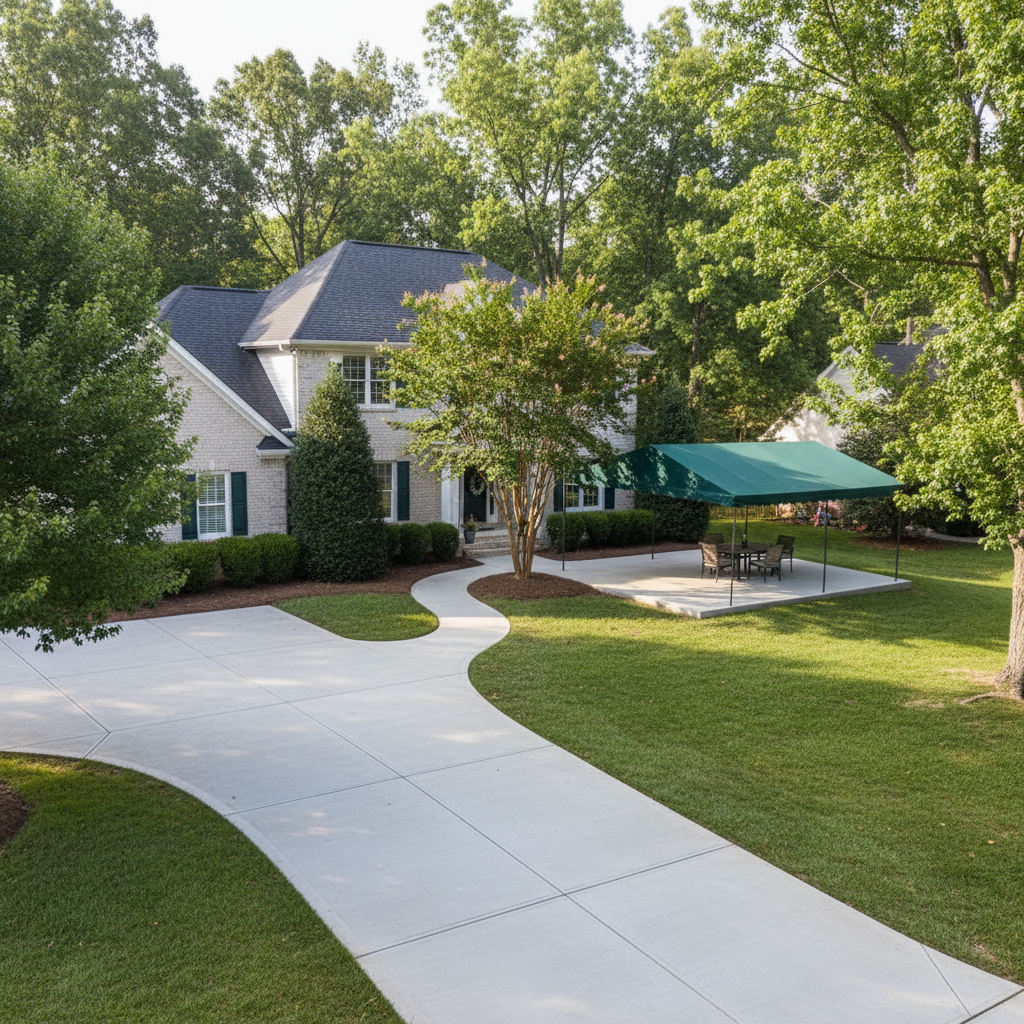Completed concrete installation work at a residential property in Albertville, AL