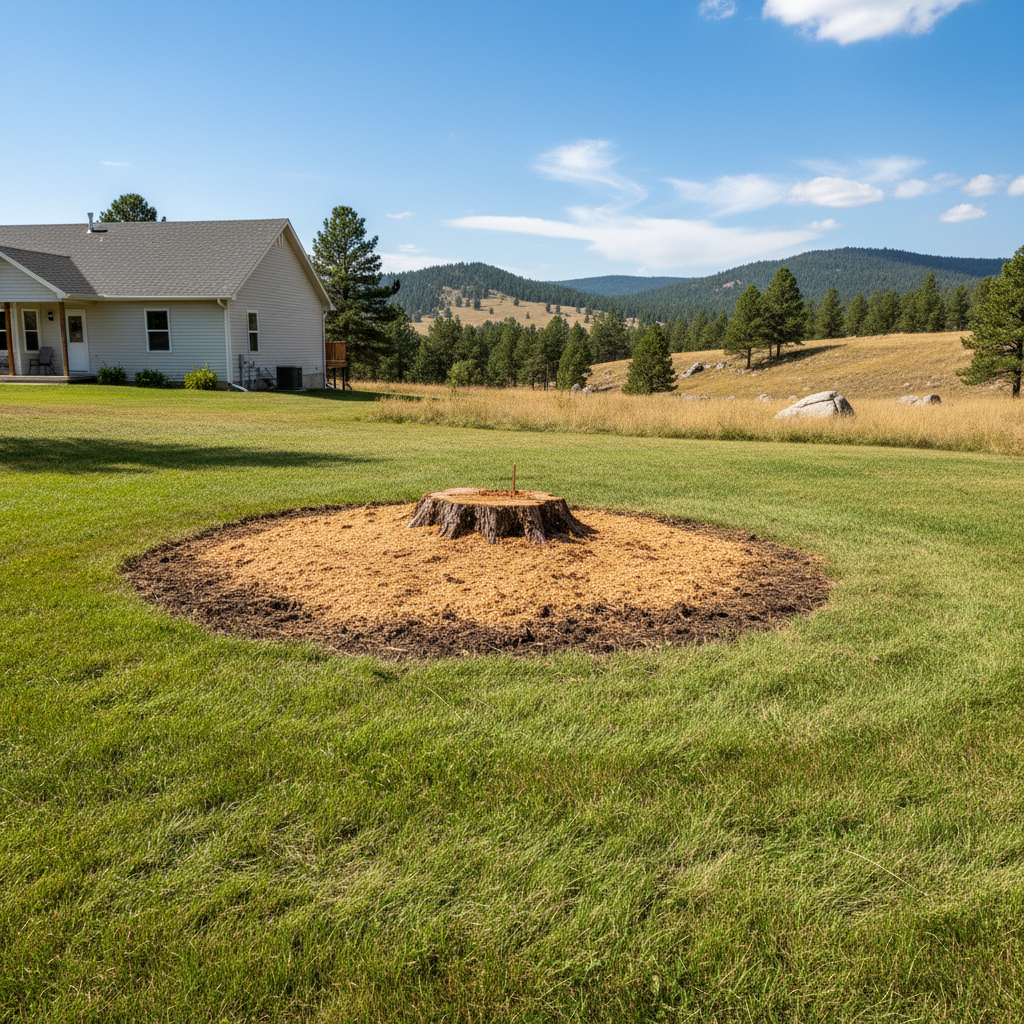 Completed stump grinding & removal work at a residential property in Hot Springs, SD