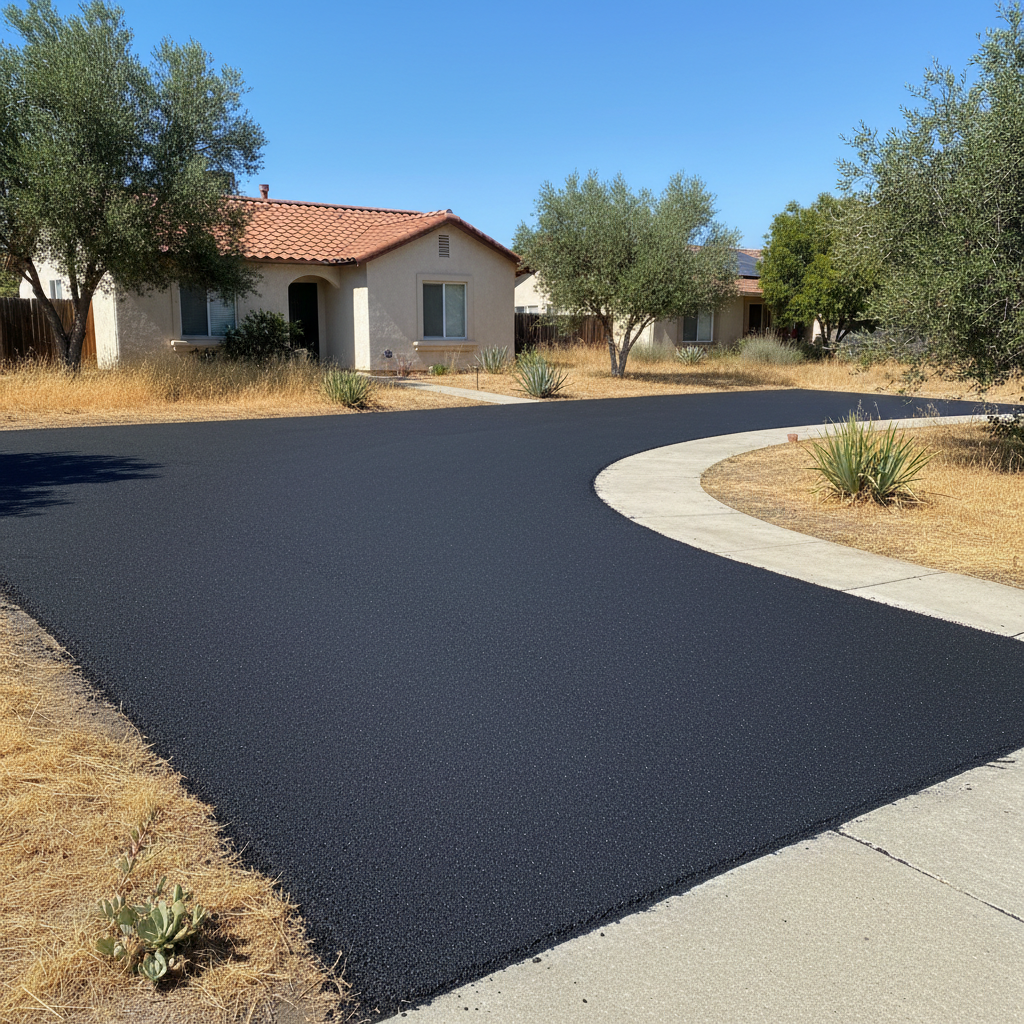 Completed residential asphalt work at a residential property in Fresno, CA