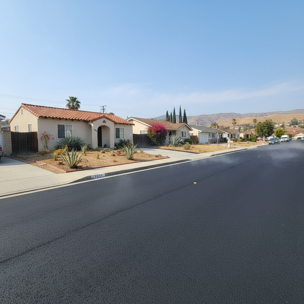 Completed asphalt paving work at a residential property in Van Nuys, CA