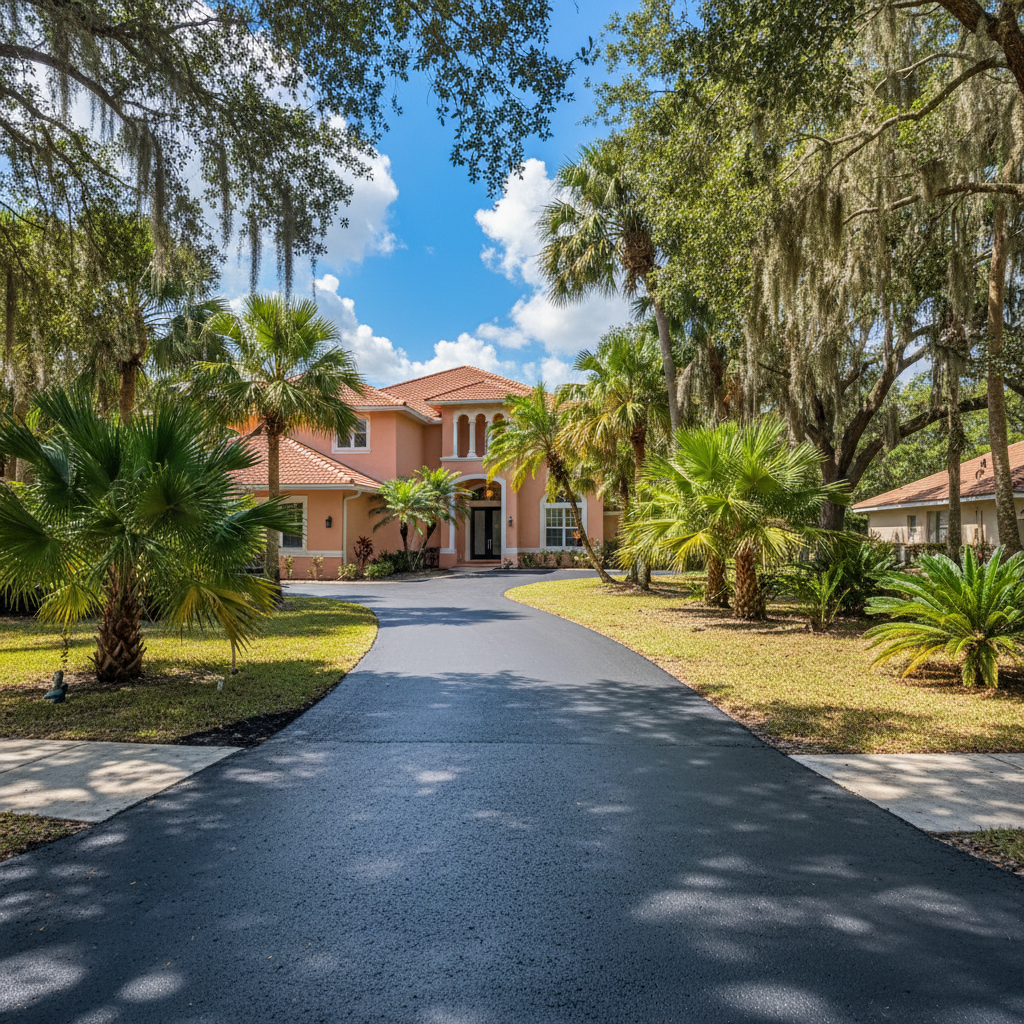 Completed asphalt paving work at a residential property in Orlando, FL