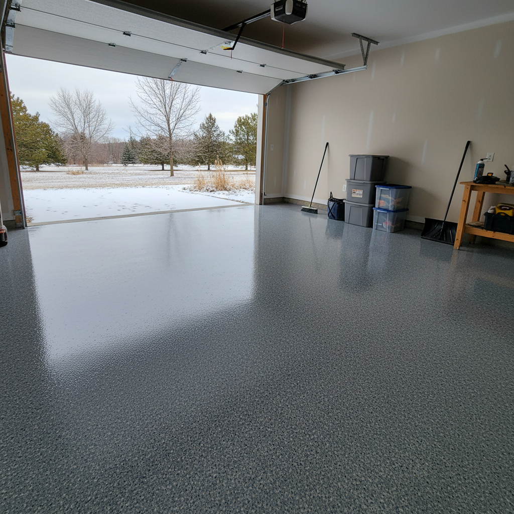 Completed epoxy floor coatings work at a residential property in Duluth, MN
