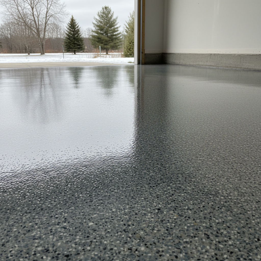Completed garage floor coatings work at a residential property in Cloquet, MN