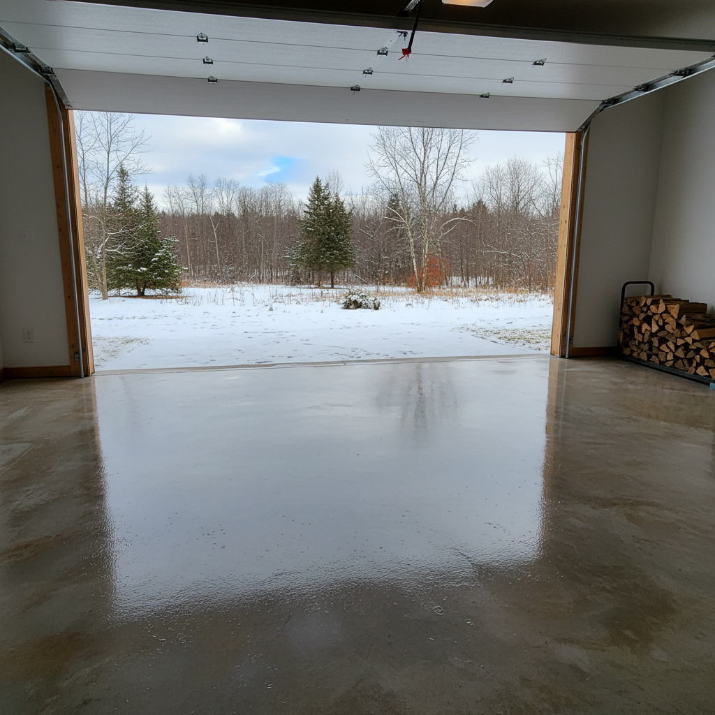 Completed concrete floor resurfacing work at a residential property in Hermantown, MN