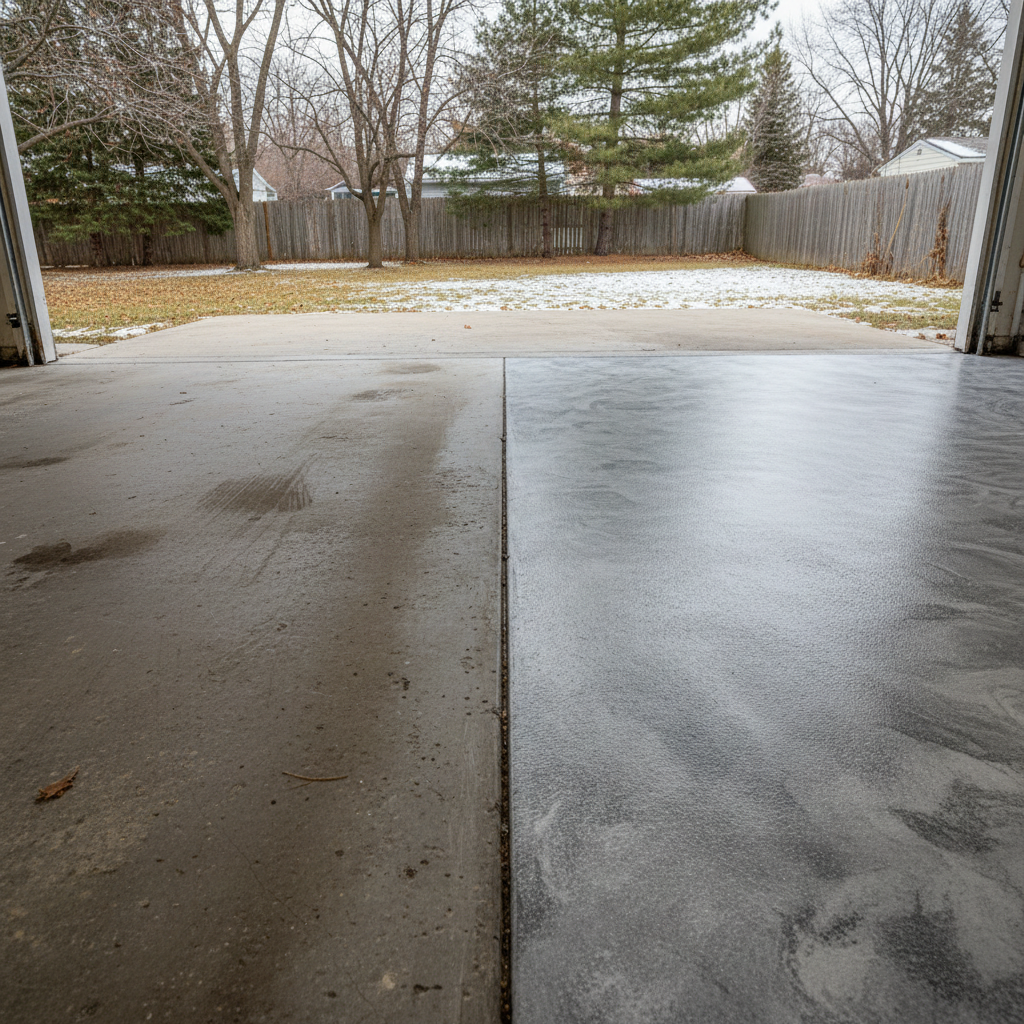 Completed decorative concrete coatings work at a residential property in Superior, WI