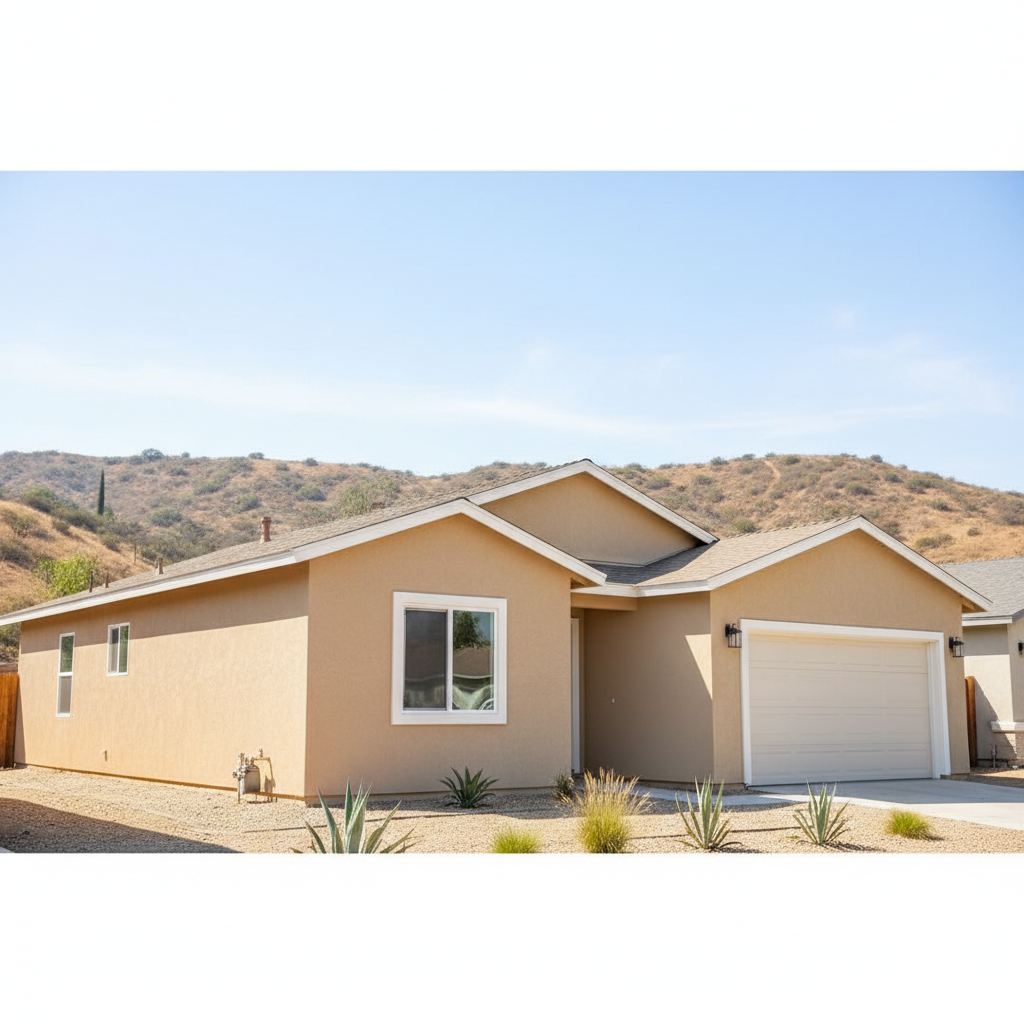 Completed stucco installation work at a residential property in West Covina, CA