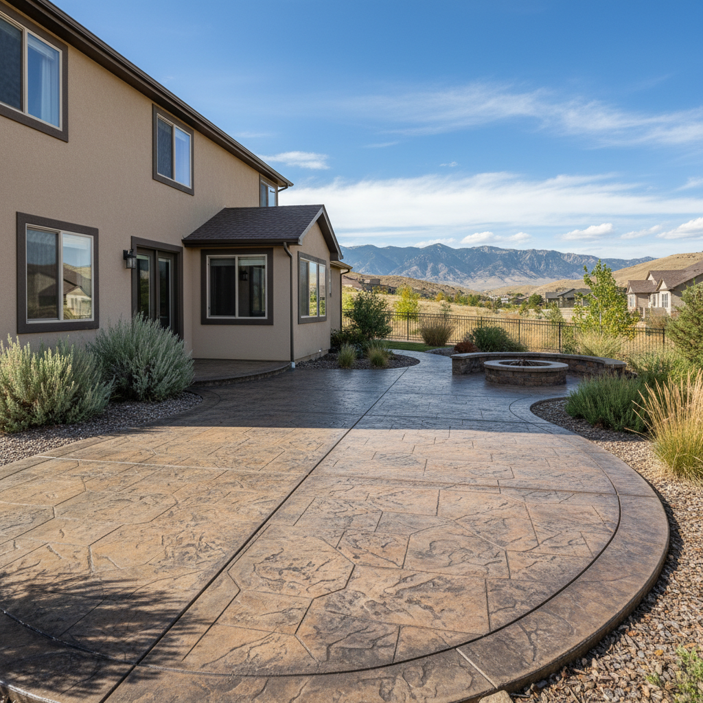 Completed stamped concrete work at a residential property in Draper, UT