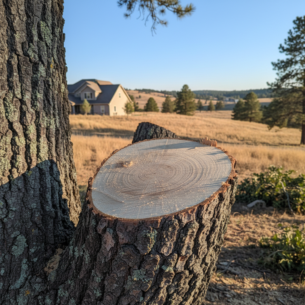 Completed tree trimming work at a residential property in Sturgis, SD
