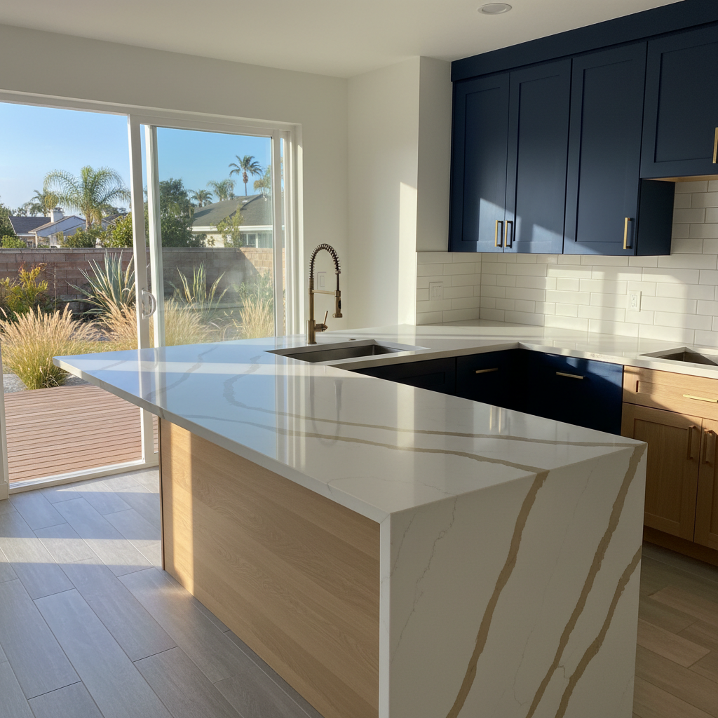 Completed countertop installation work at a residential property in Huntington Beach, CA