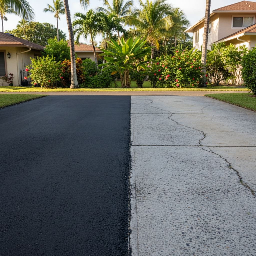 Completed asphalt patching work at a residential property in Honolulu, HI