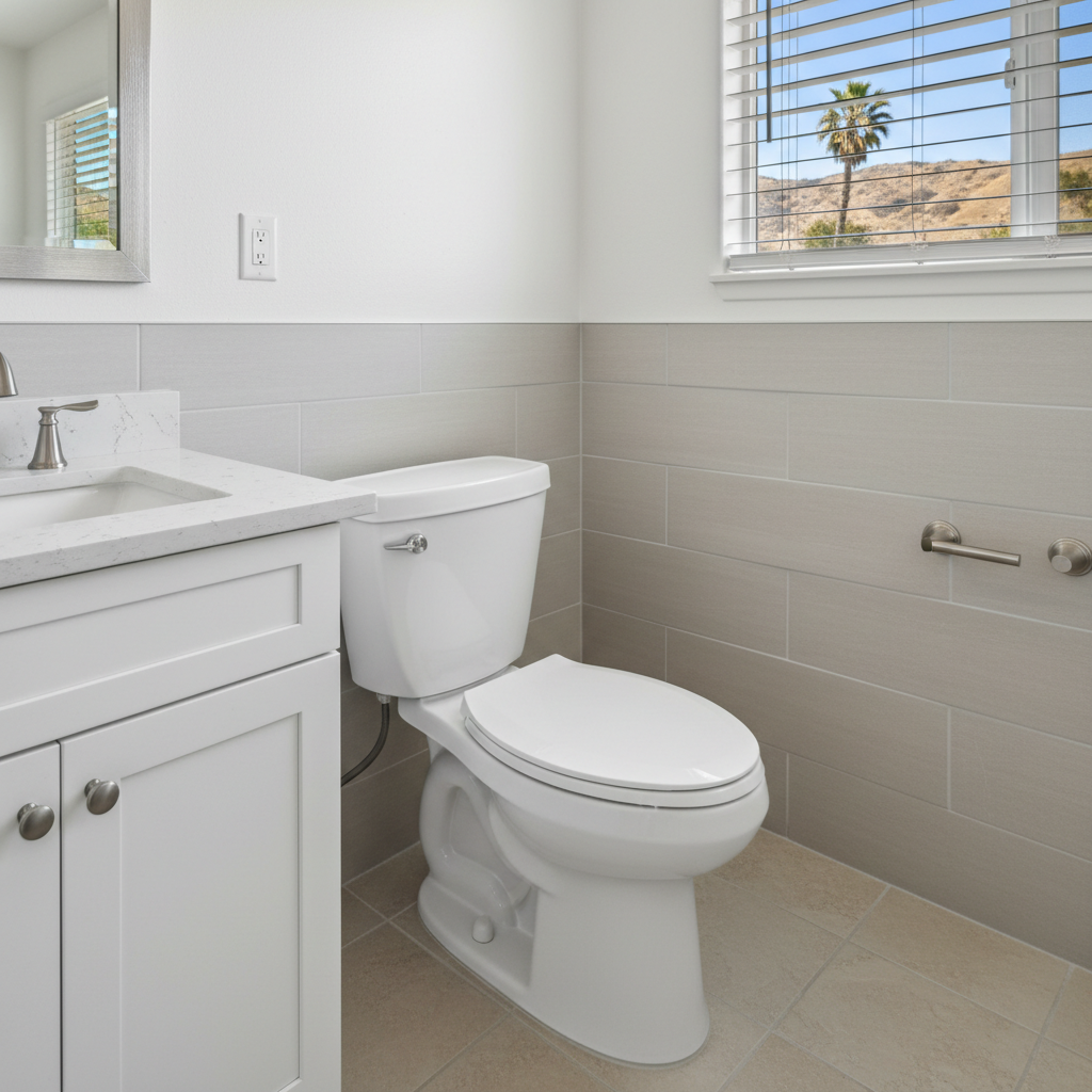 Completed toilet installation work at a residential property in Bell, CA