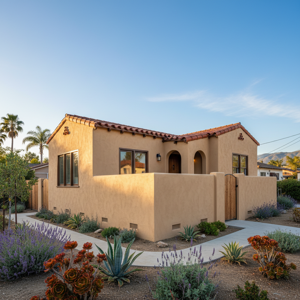Completed stucco installation work at a residential property in Carlsbad, CA