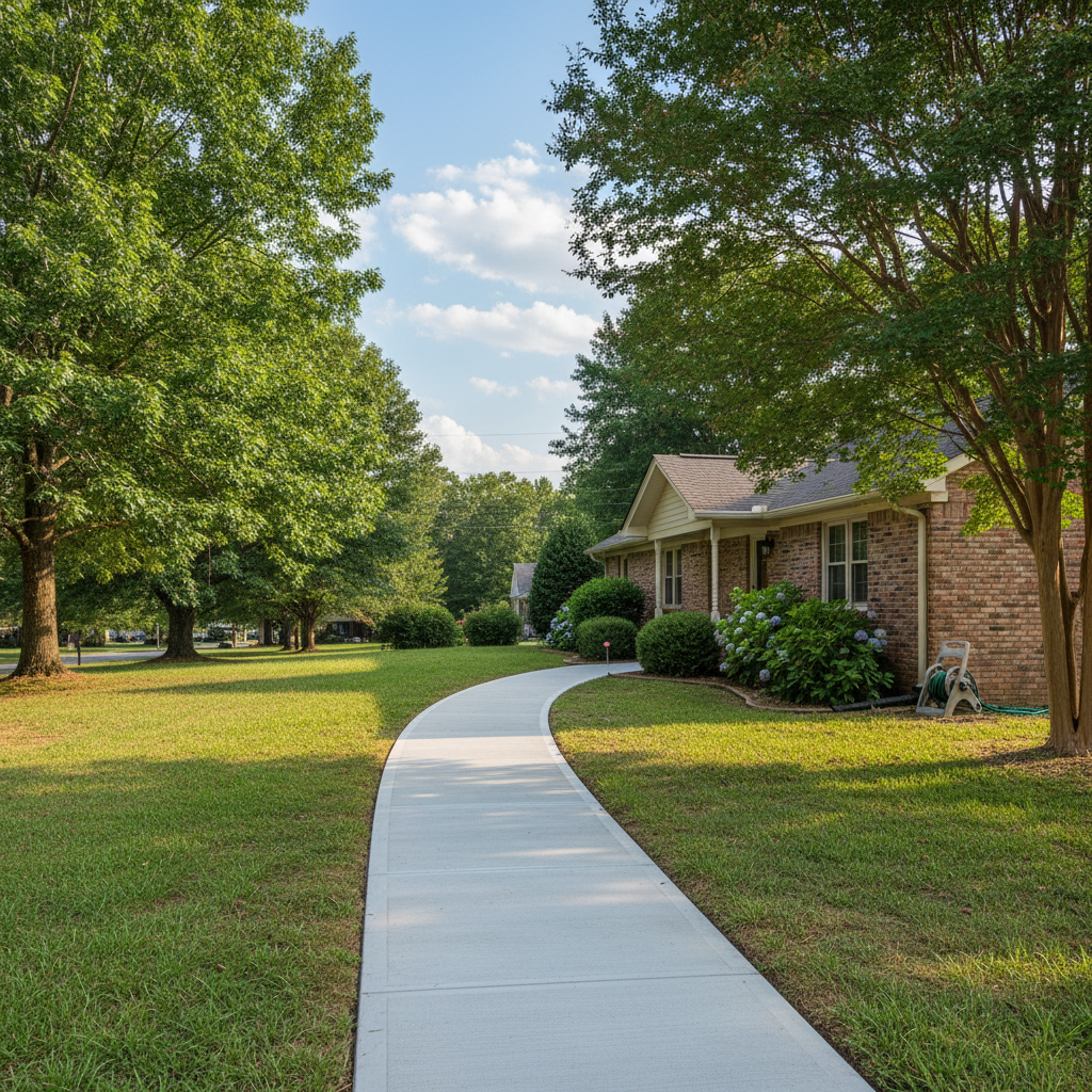 Completed concrete sidewalks work at a residential property in Decatur, AL