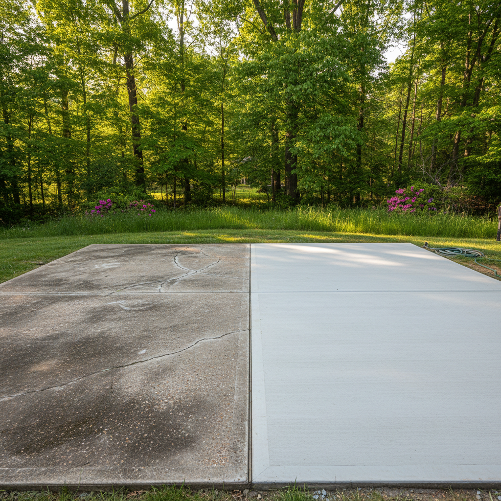 Completed concrete patios work at a residential property in Madison, AL