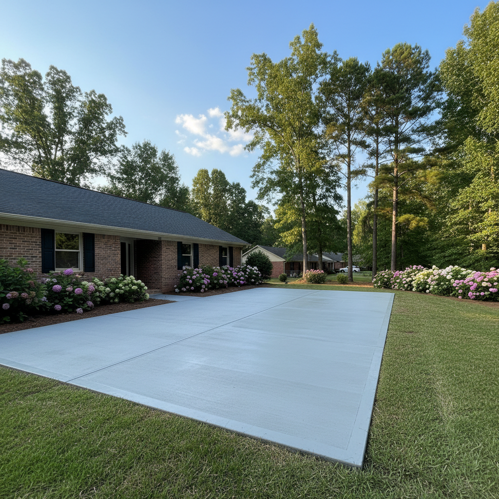Completed concrete flatwork work at a residential property in Madison, AL
