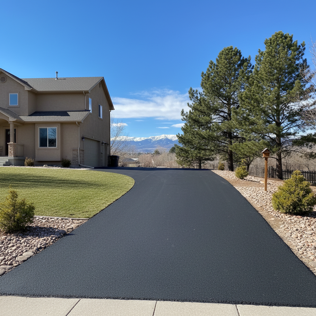 Completed asphalt paving work at a residential property in Northglenn, CO