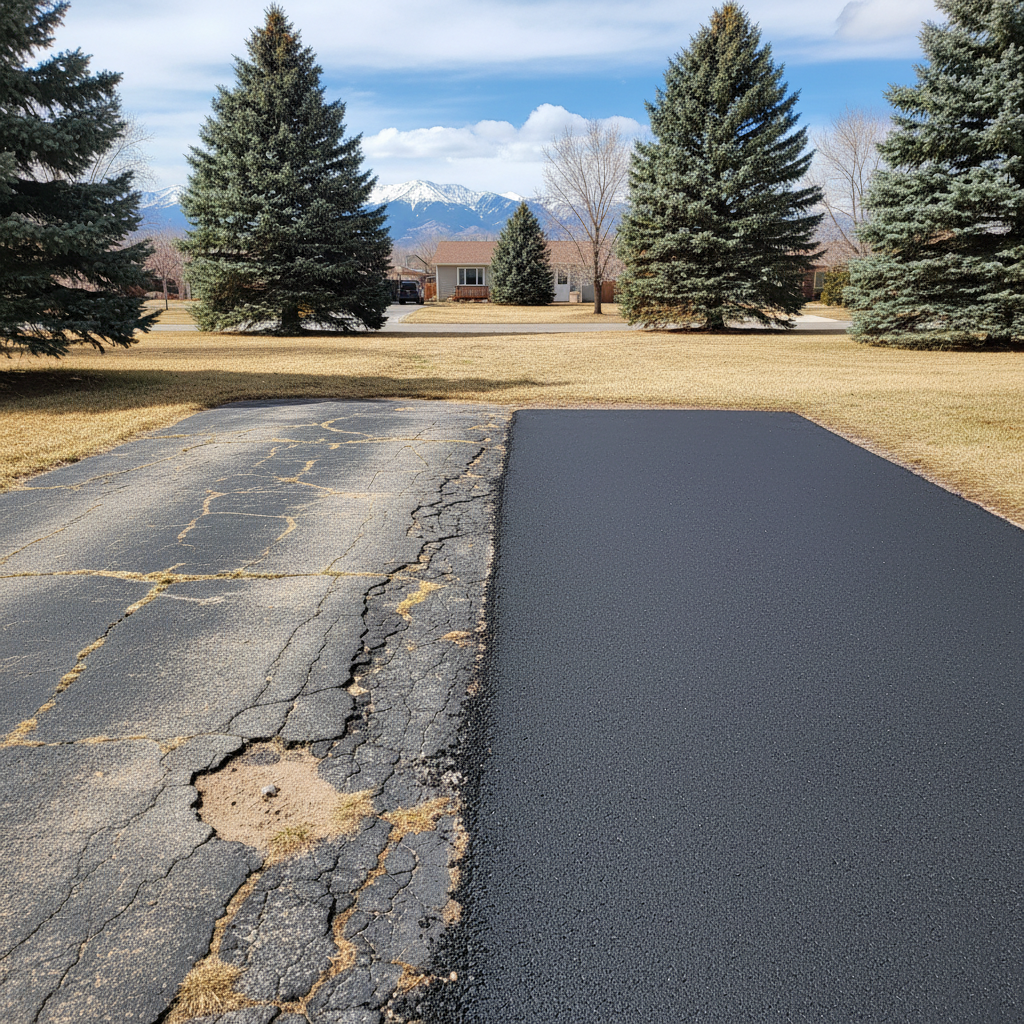 Completed asphalt patching work at a residential property in Northglenn, CO