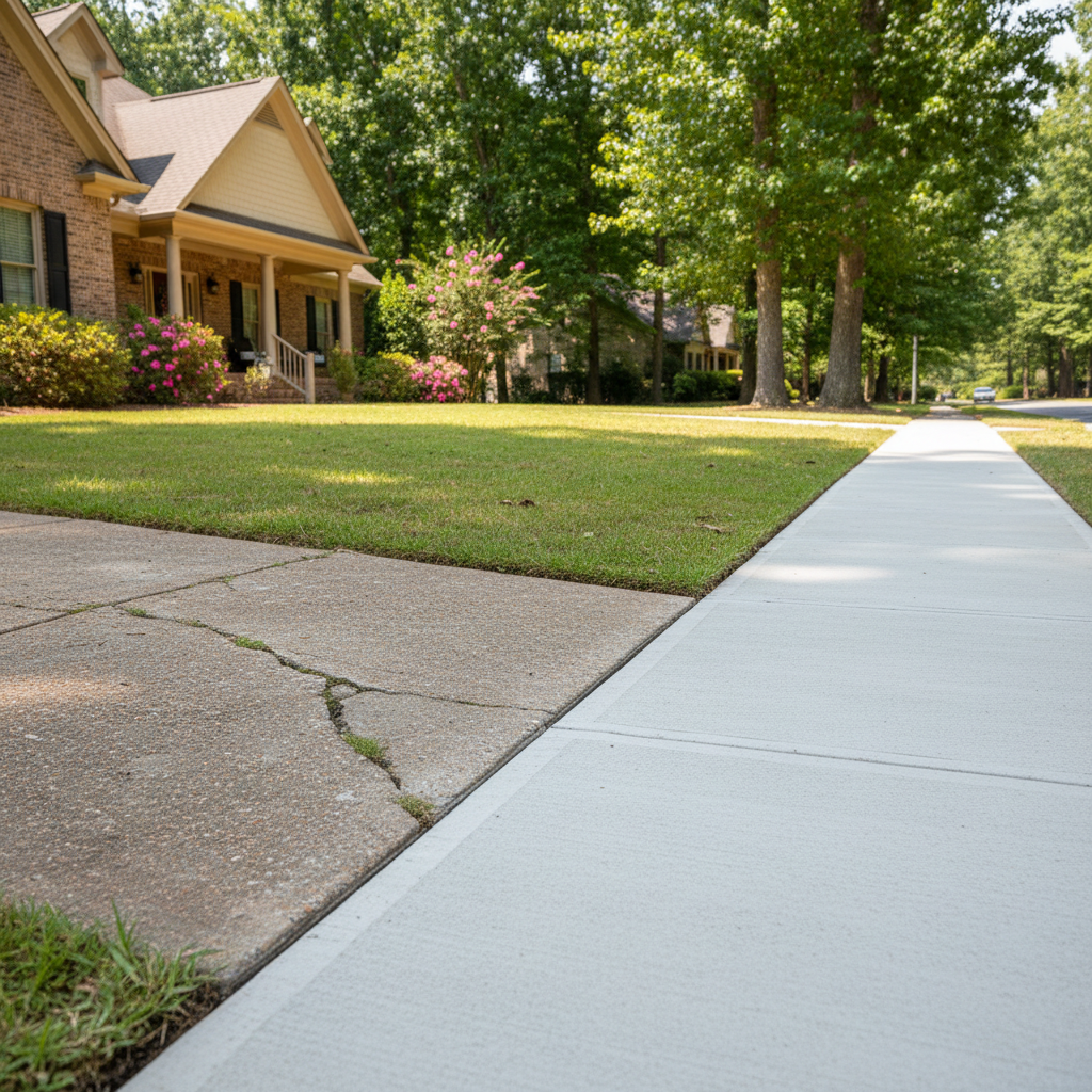 Completed concrete sidewalks work at a residential property in Mountain Brook, AL