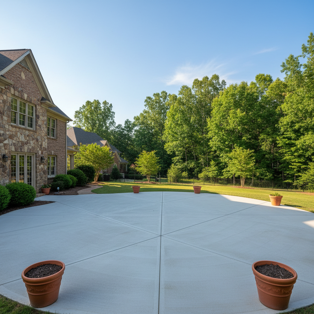 Completed concrete patios work at a residential property in Mountain Brook, AL