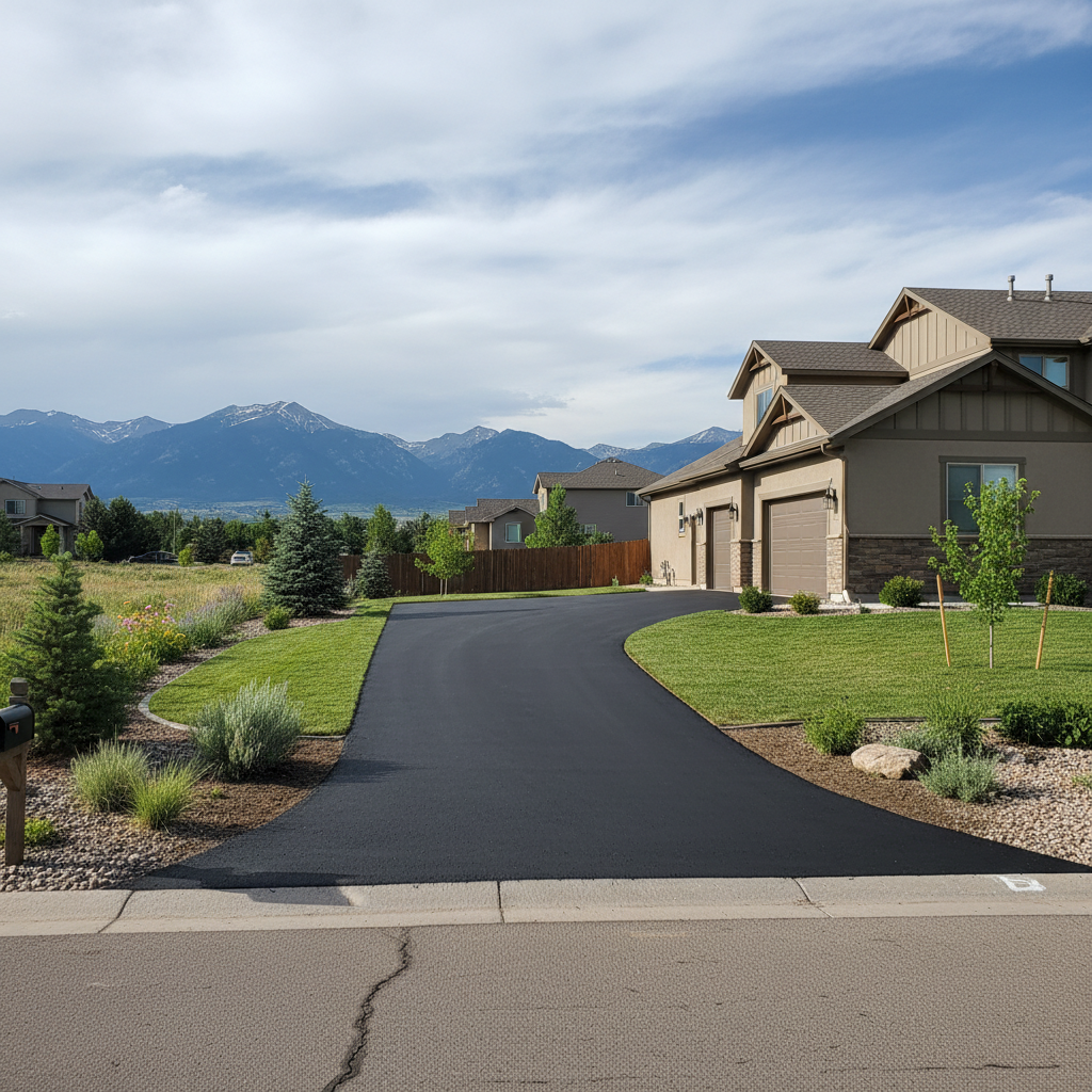 Completed driveway paving work at a residential property in Northglenn, CO