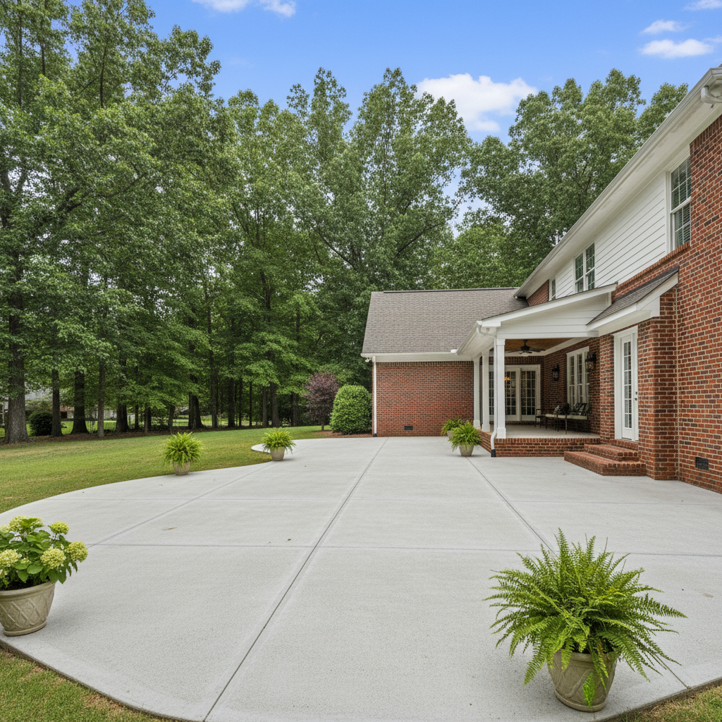 Completed concrete patios work at a residential property in Birmingham, AL