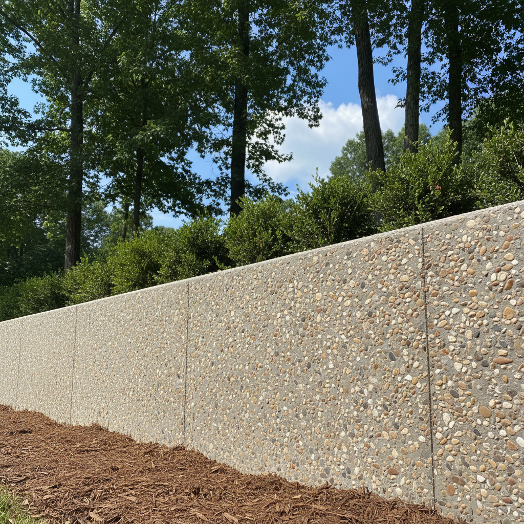 Completed concrete retaining walls work at a residential property in Birmingham, AL
