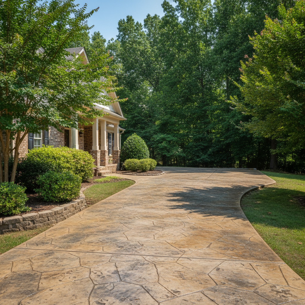 Completed stamped concrete work at a residential property in Birmingham, AL