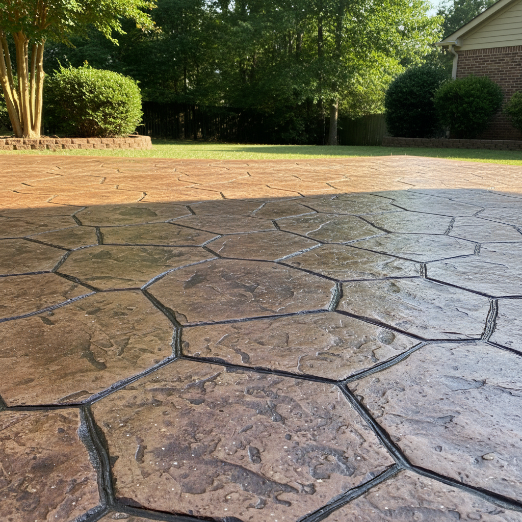 Completed stamped concrete work at a residential property in Hoover, AL