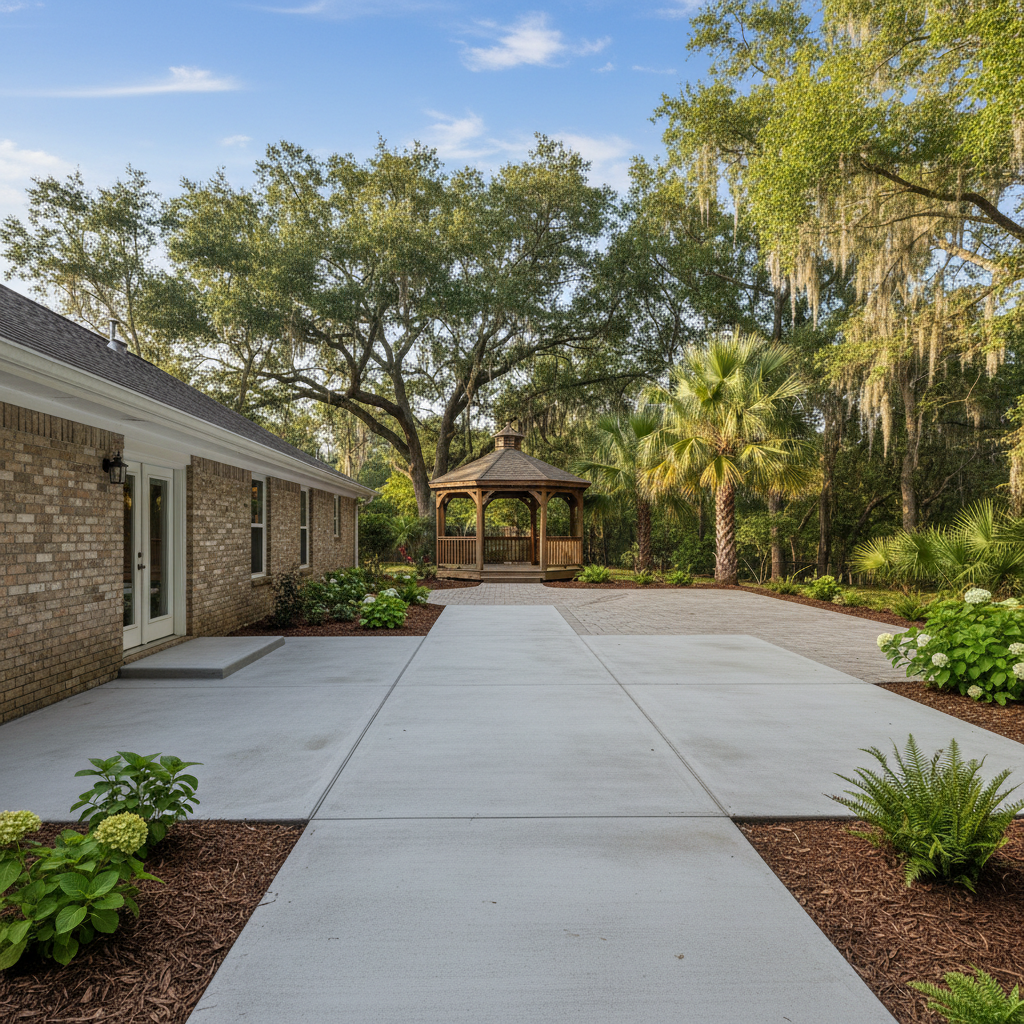 Completed concrete flatwork work at a residential property in Mobile, AL