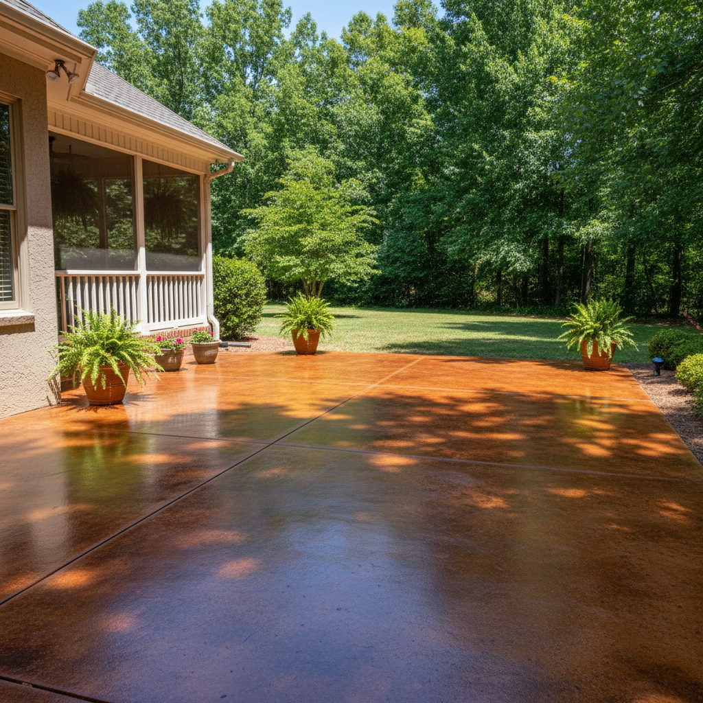 Completed concrete staining work at a residential property in Dothan, AL