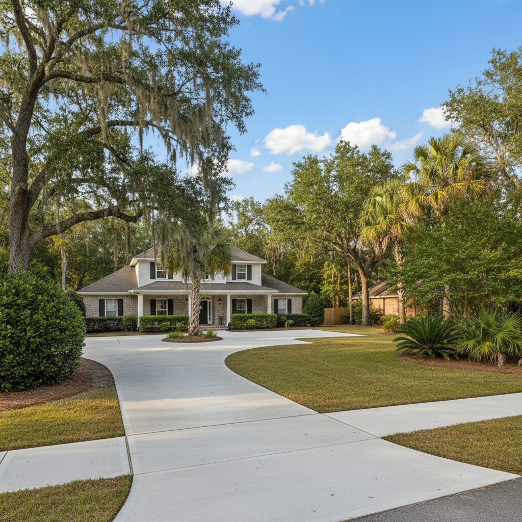 Completed concrete repair work at a residential property in Mobile, AL