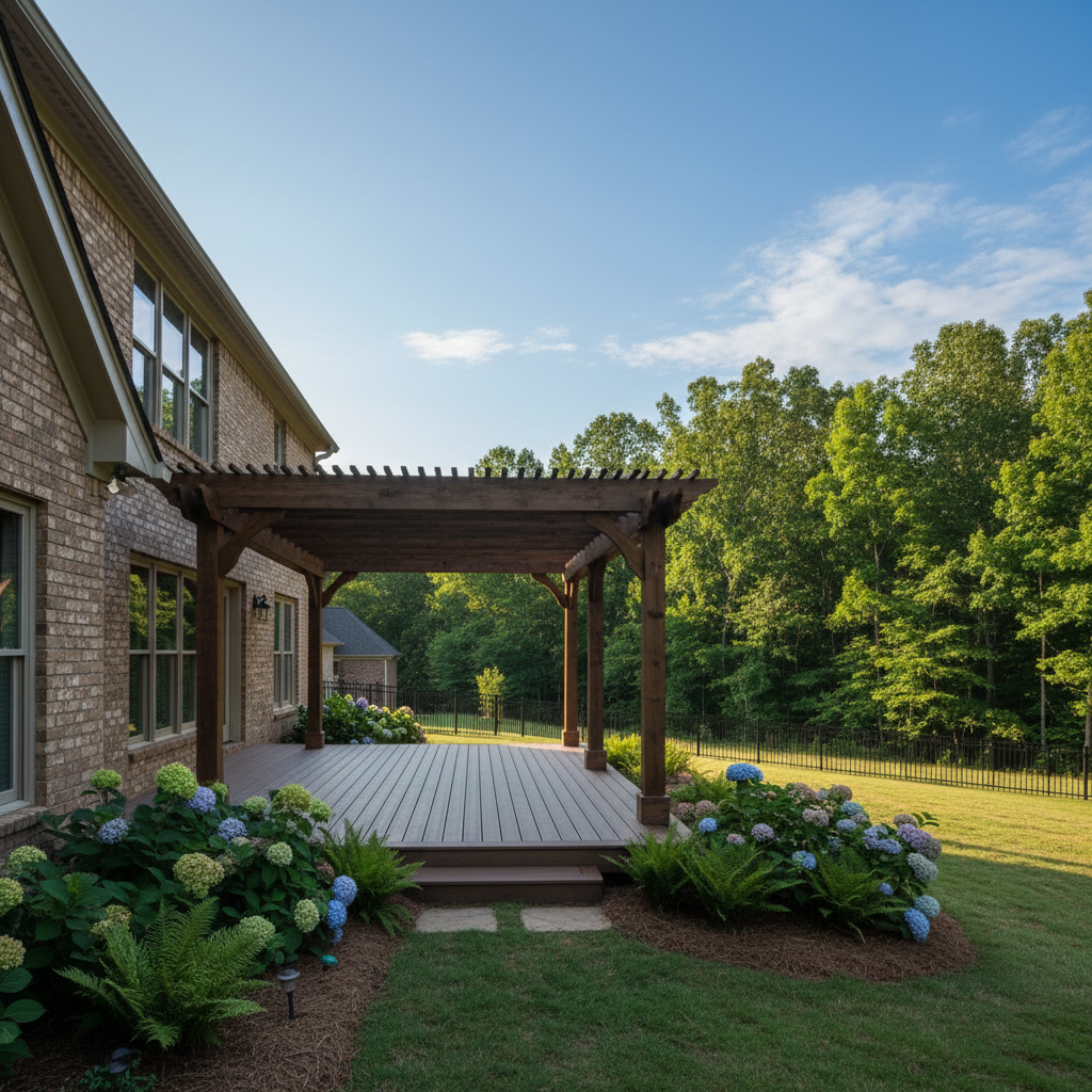 Completed pergola construction work at a residential property in Clio, AL