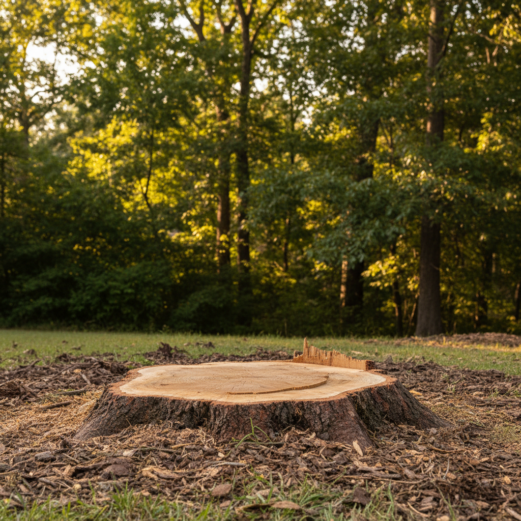 Completed tree removal work at a residential property in Huntsville, AL