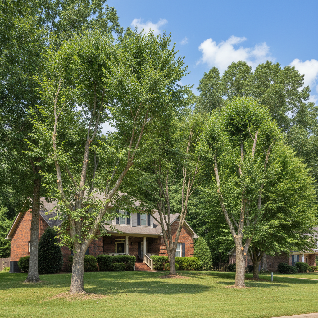 Completed tree pruning work at a residential property in Huntsville, AL