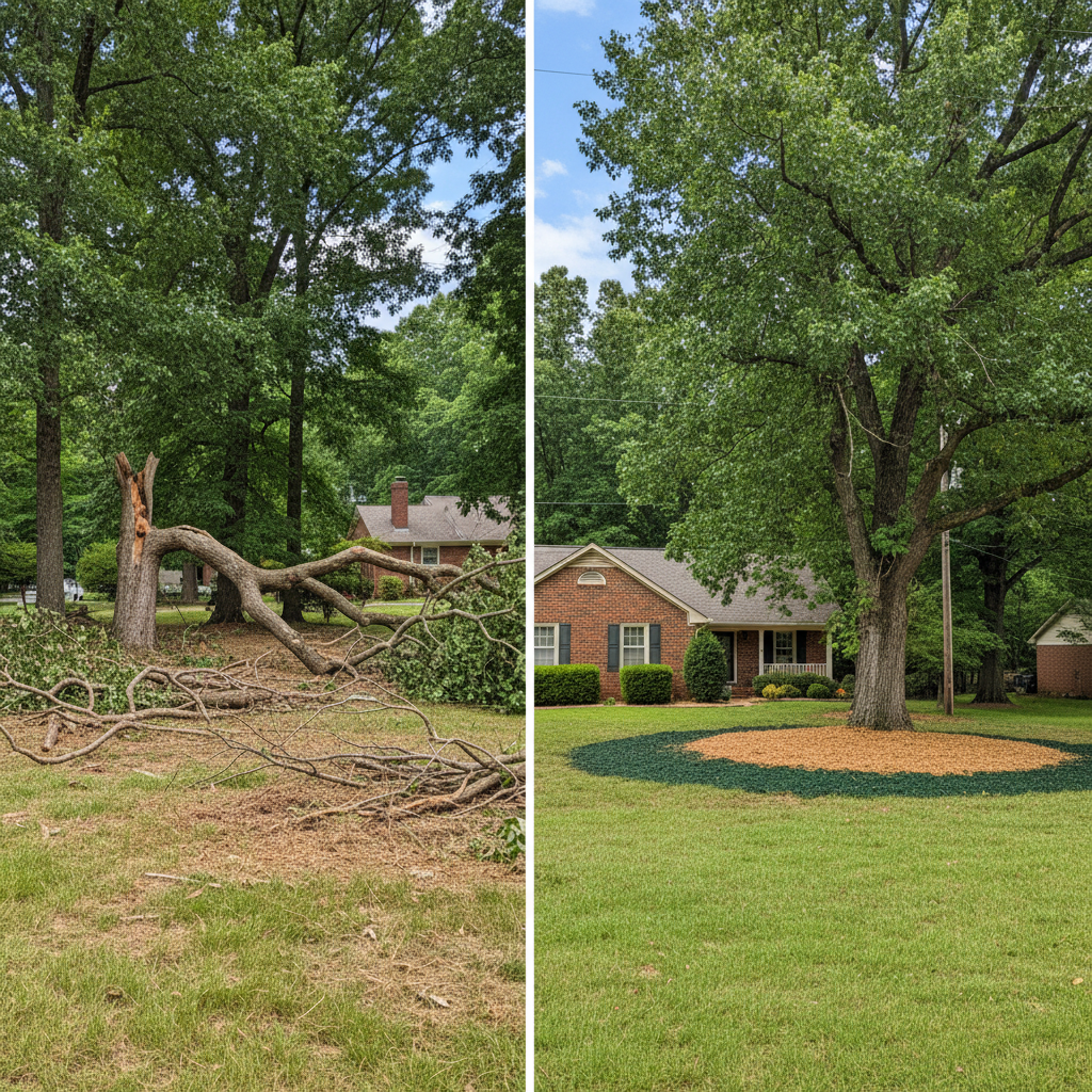 Completed tree trimming work at a residential property in Huntsville, AL