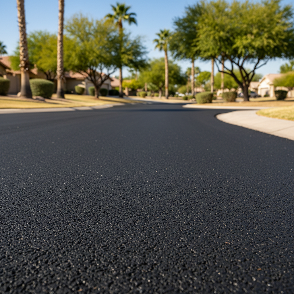 Completed asphalt paving work at a residential property in Tempe, AZ