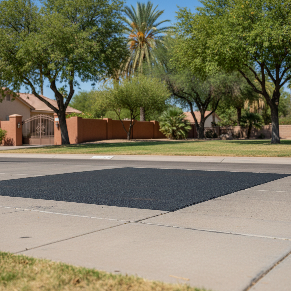 Completed asphalt patching work at a residential property in Tempe, AZ