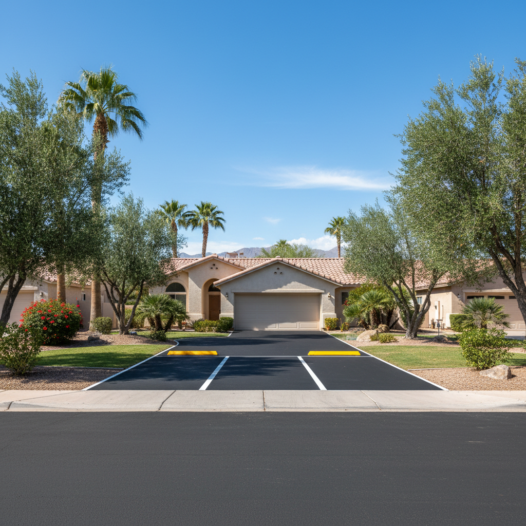 Completed asphalt striping work at a residential property in Tempe, AZ