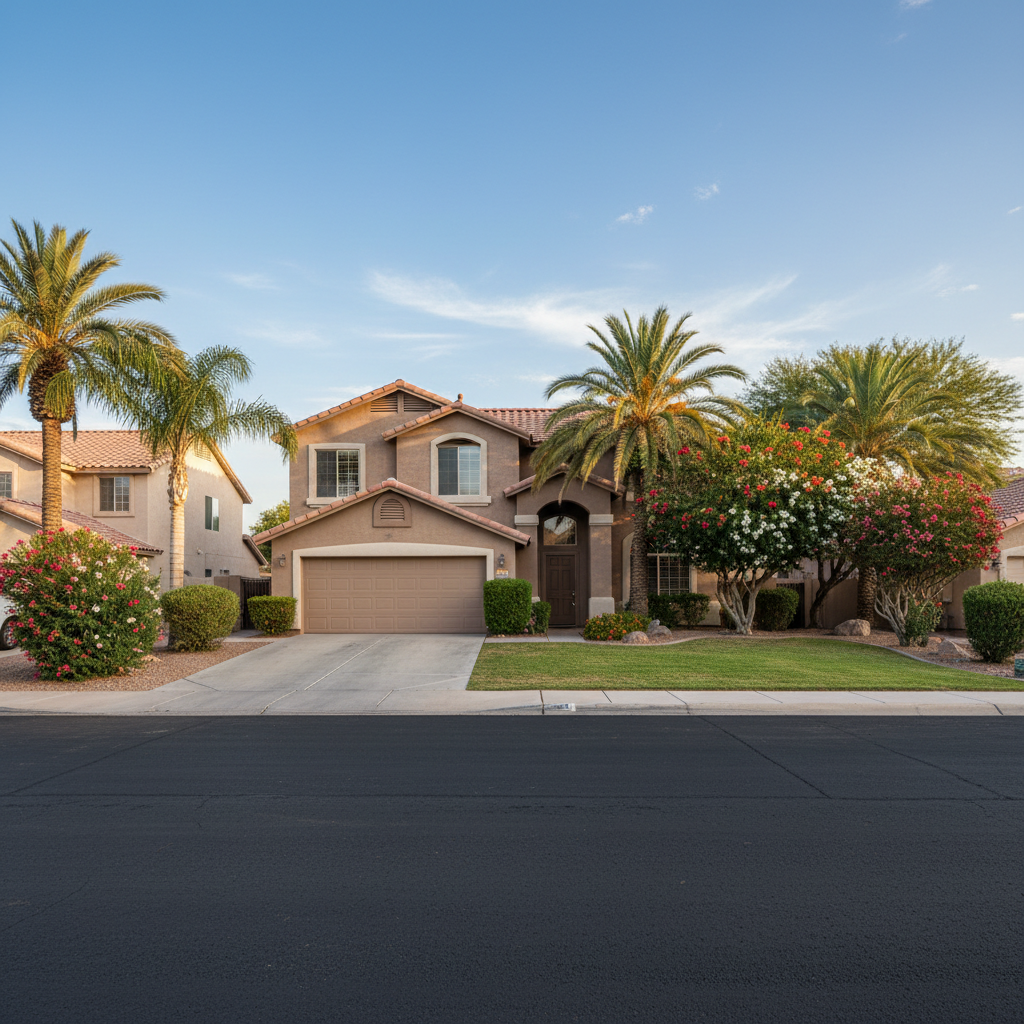 Completed asphalt patching work at a residential property in Chandler, AZ