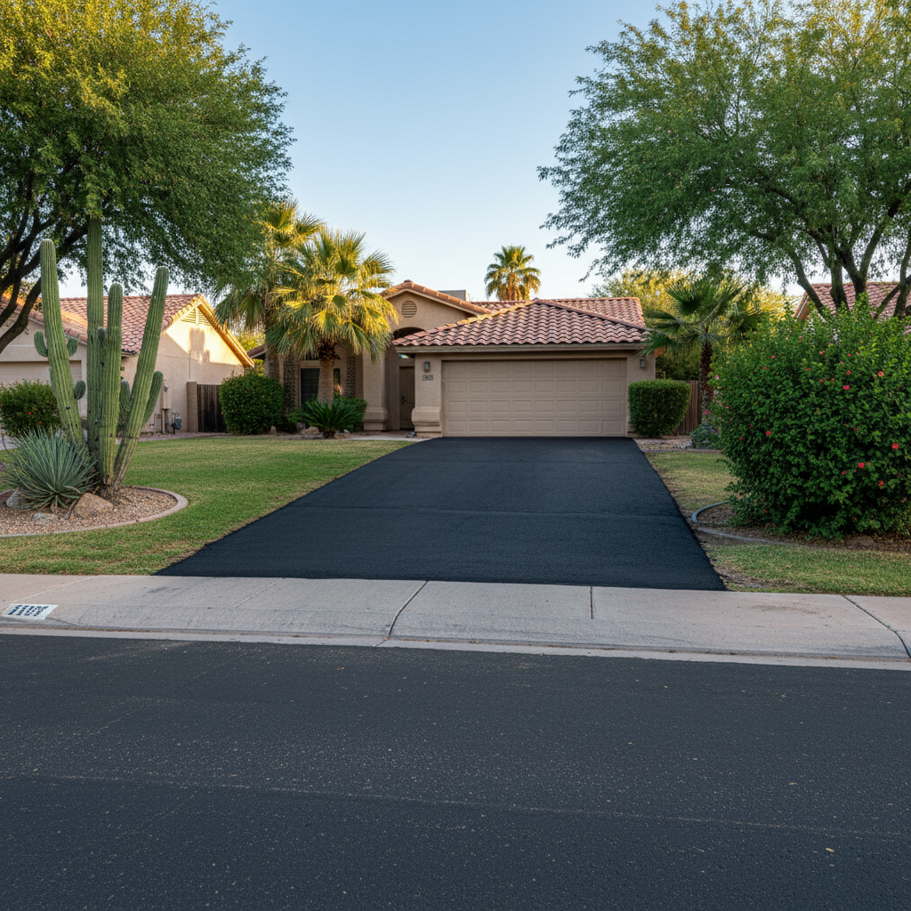 Completed asphalt repair work at a residential property in Chandler, AZ