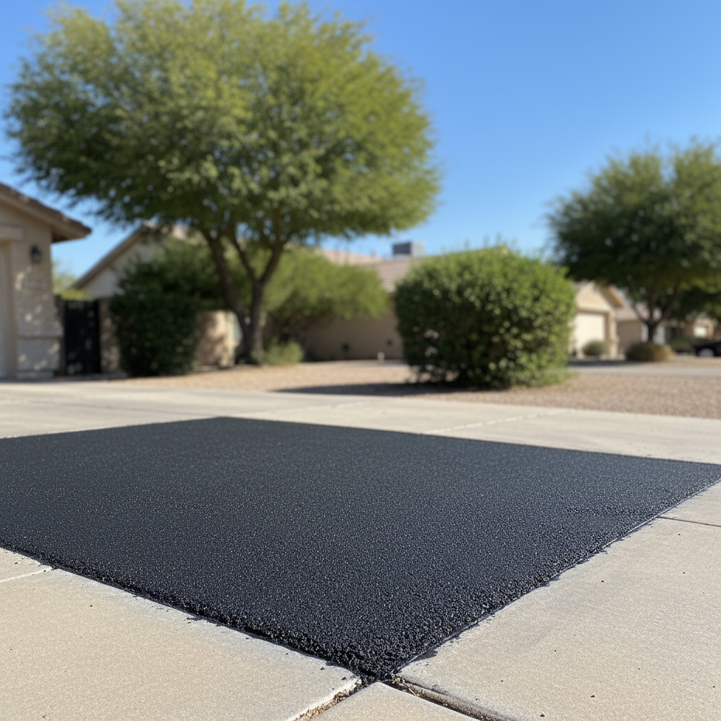Completed asphalt patching work at a residential property in El Mirage, AZ