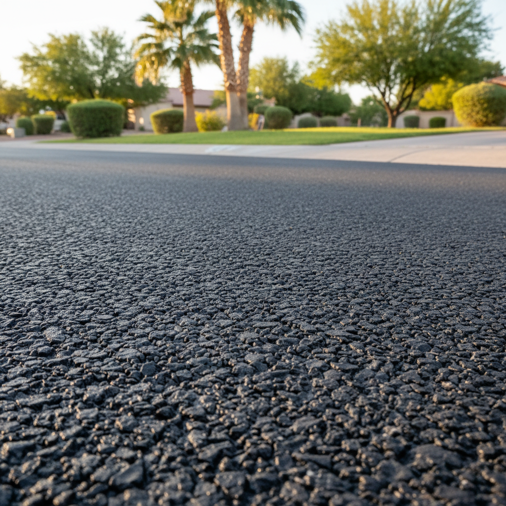 Completed parking lot paving work at a residential property in Mesa, AZ