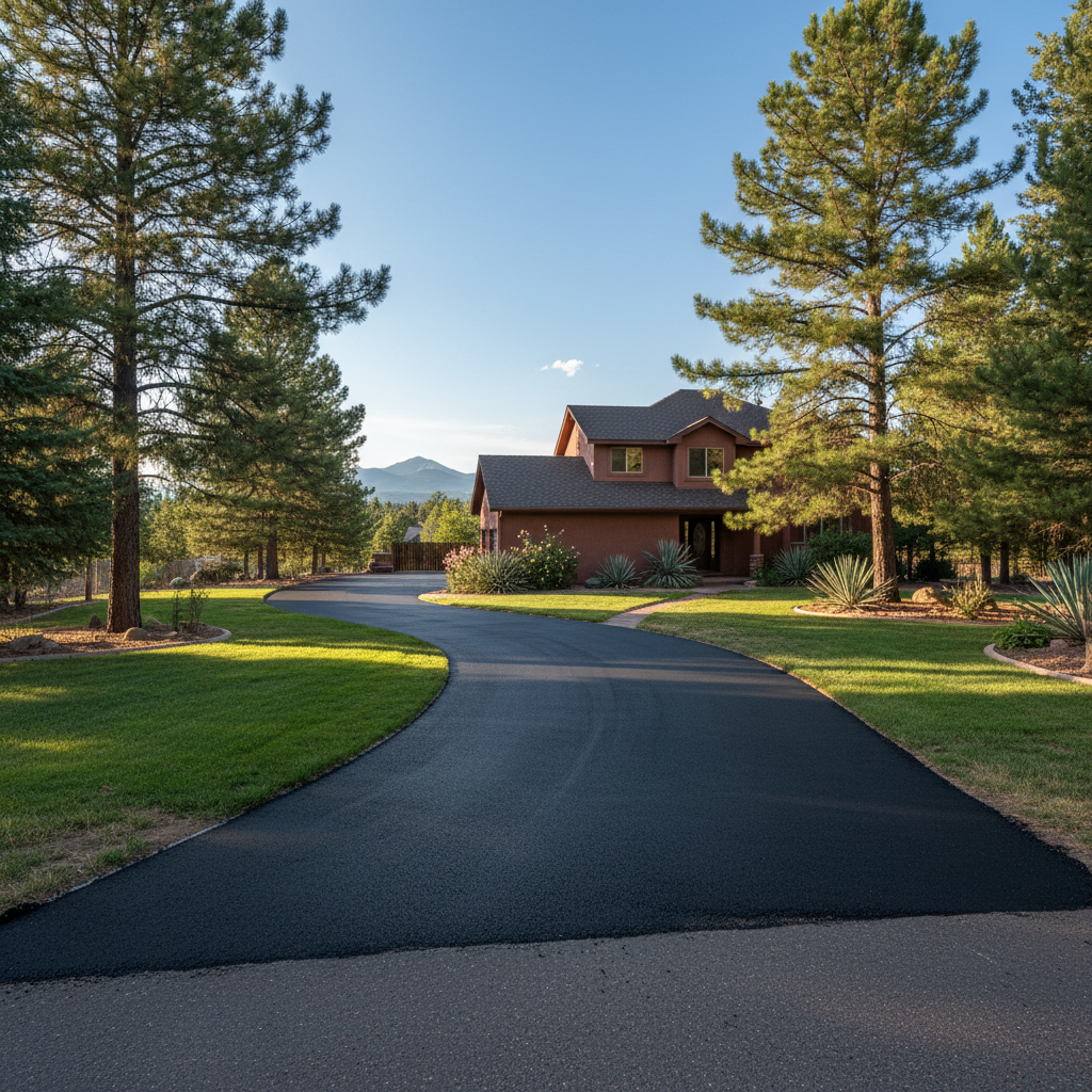 Completed asphalt repair work at a residential property in Flagstaff, AZ